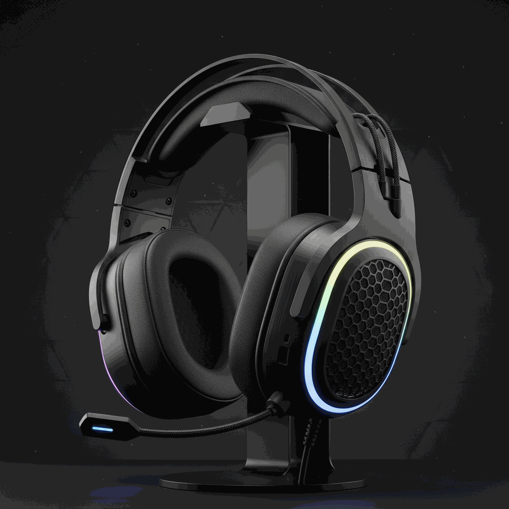 Black over-ear headphones on white background