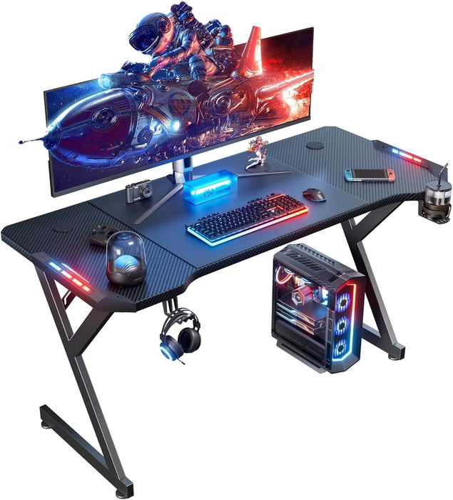 GamerPro 55-inch LED Gaming Desk with Carbon Tech