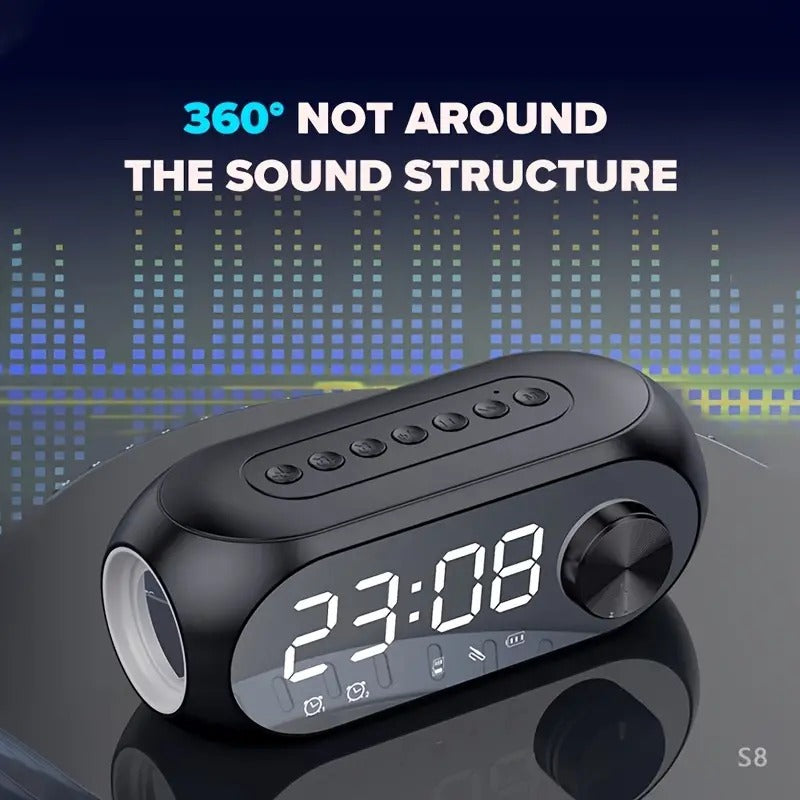 Wireless Mirror Clock Bluetooth Speaker - Portable Subwoofer