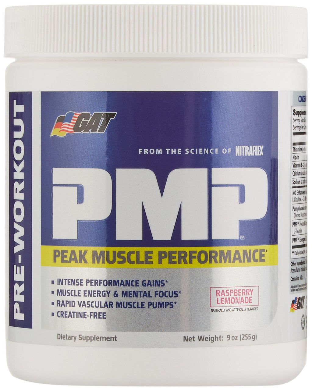 GAT SPORT PMP (Peak Muscle Performance) Pre-Workout 30 Servings (Raspberry Lemonade)