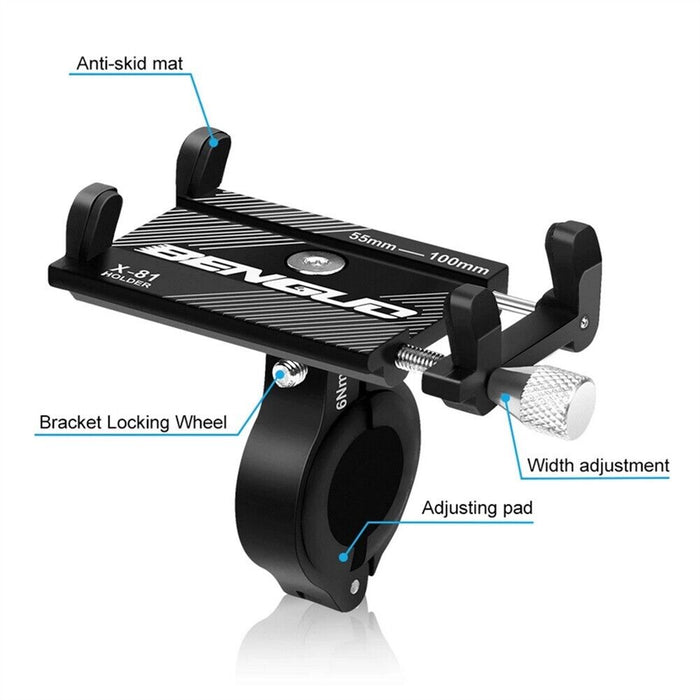 Supporto da Manubrio in Alluminio per Moto Bici Bicicletta Cellulare GPS