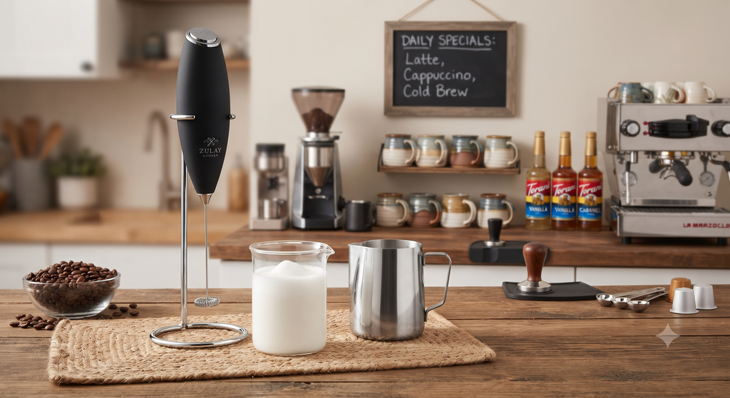 Milk Frother HandheldMini Drink Mixer and Coffee Blender Frother for Coffee Bar Accessories Matcha WhiskLatte Cappuccino Frappe Hot Chocolate EggKitchen Essentials Gift (Black)