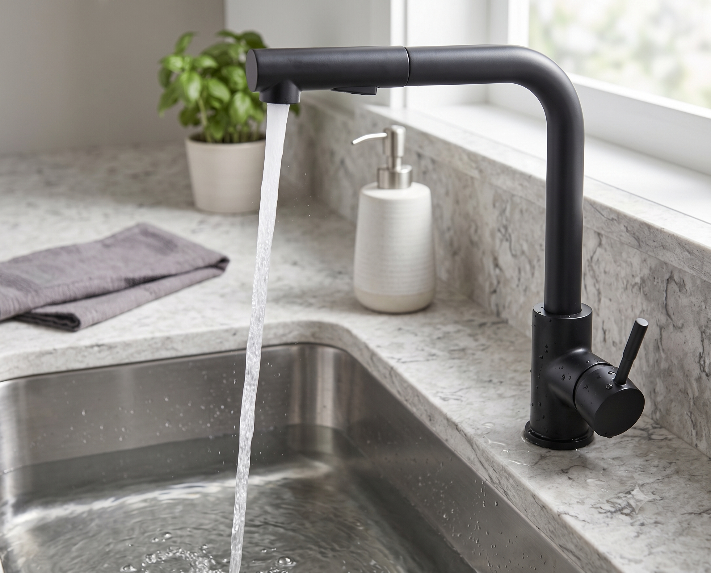 Retractable Gourmet Kitchen Faucet (Single Piece)