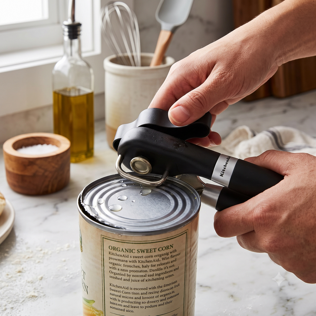 Stainless Steel Can Opener with Single Handle Design