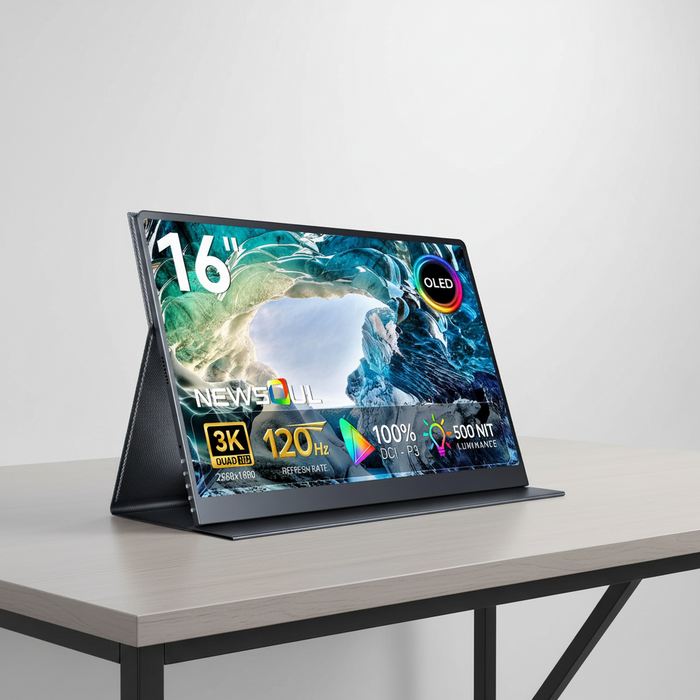 NEWSOUL 16-inch 3K OLED Portable Gaming Monitor – 120Hz