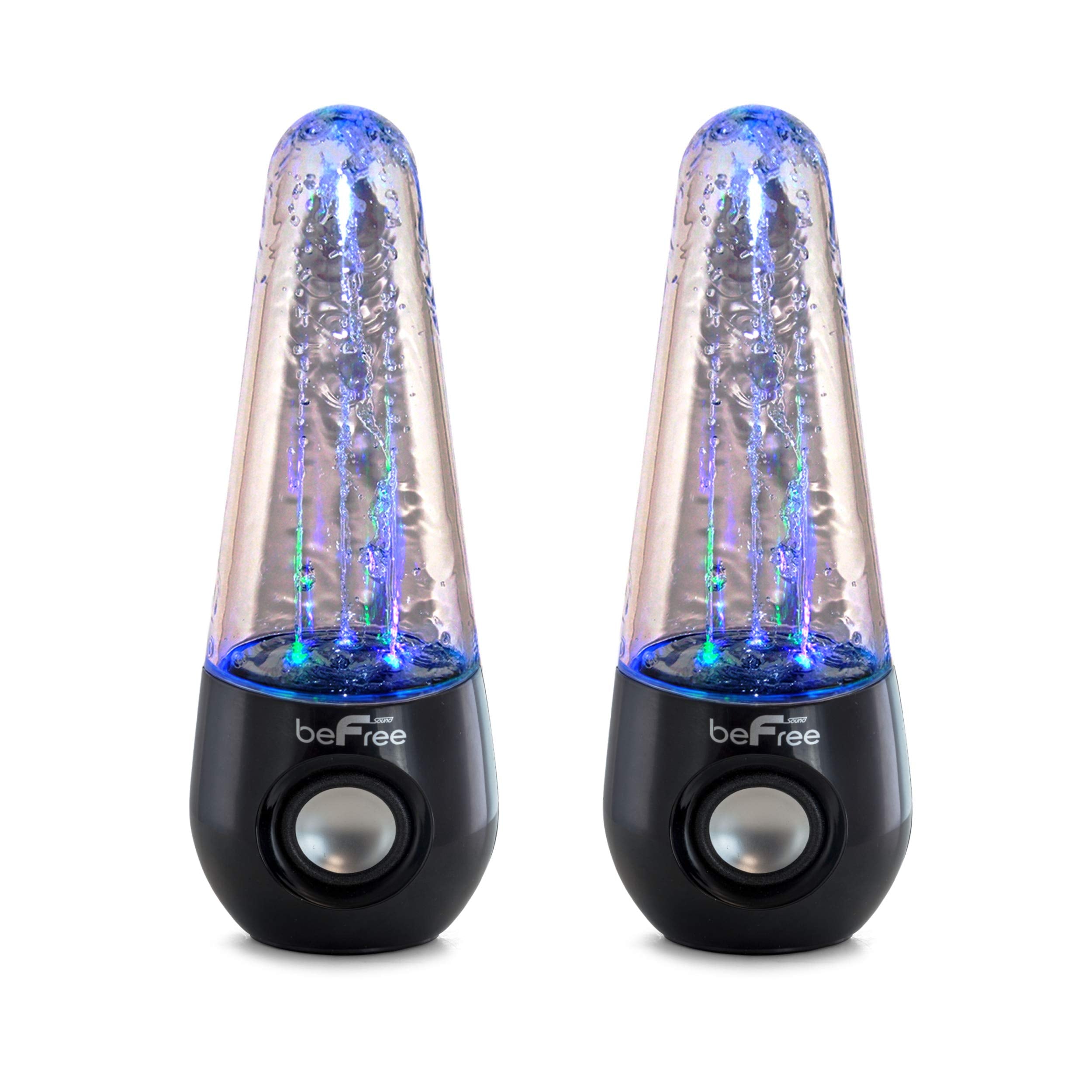 beFree Sound Bluetooth LED Dancing Water Multimedia Speakers in Black (BFS-Shelf Speaker)