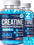 Vita Guard 5000mg Creatine Monohydrate Gummies Formula for Men and Women Ultimate Muscle Builder Energy Booster & Pre-Workout Supplement (2 Pack)