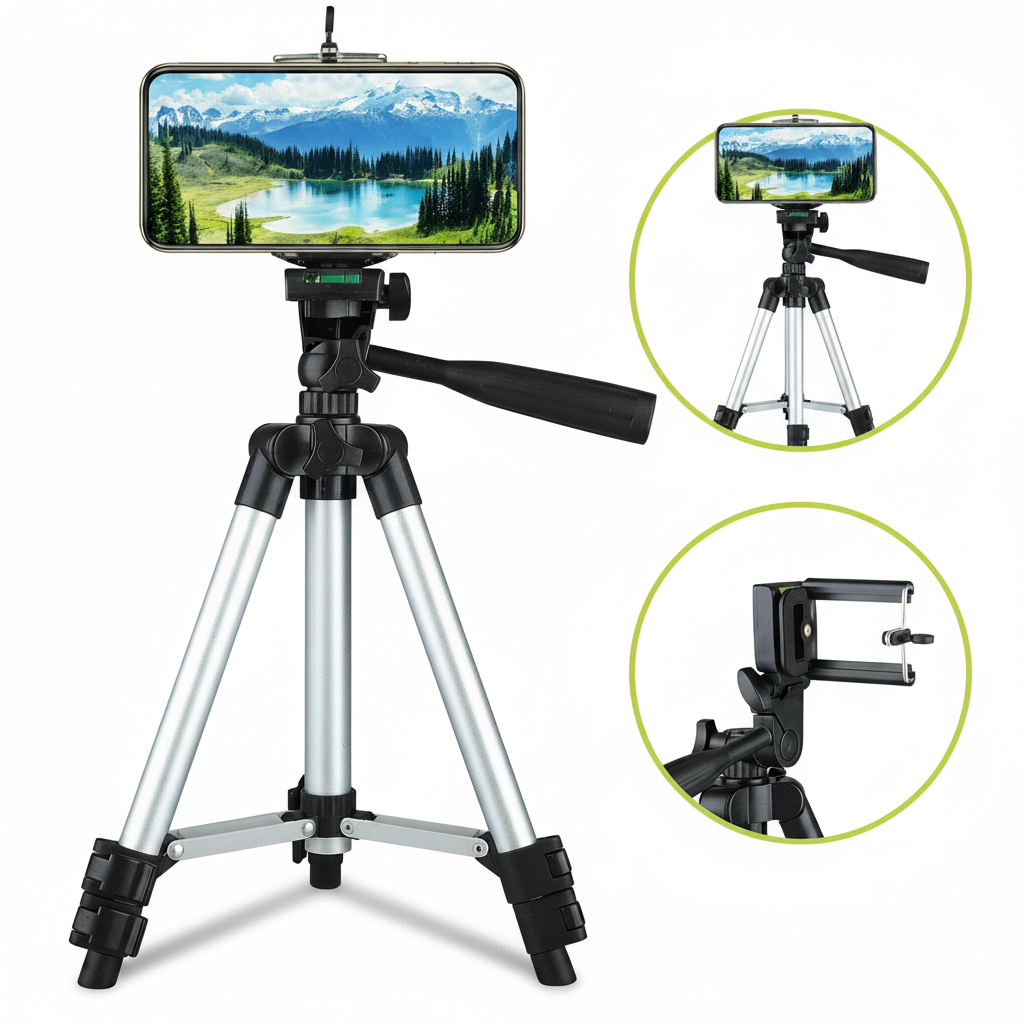 Professional Camera Tripod Stand Holder Mount For iPhone Samsung Cell Phone+ Bag