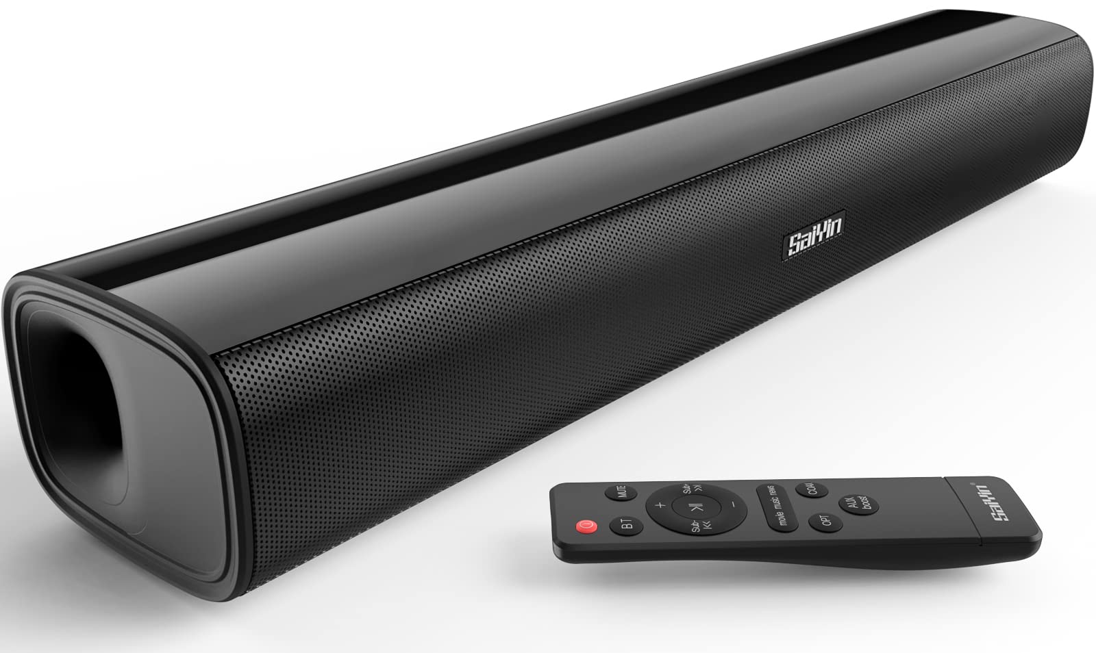 Saiyin Sound Bars for TV 40 Watts Small Soundbar for TVSurround Sound System TV Sound Bar Speakers with Bluetooth/Optical/AUX Connection for PC/Gaming/Projectors17inch